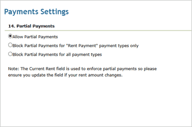 Screenshot: Partial Payment